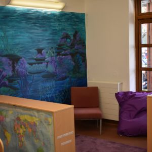 under the sea wall painting in school library